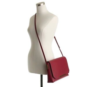 NWT J Crew Claremont Red Leather Crossbody Purse